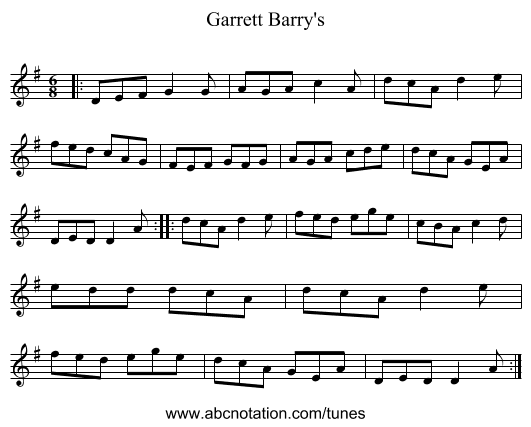 Garrett Barry's - staff notation