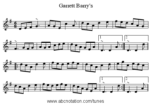 Garrett Barry's - staff notation