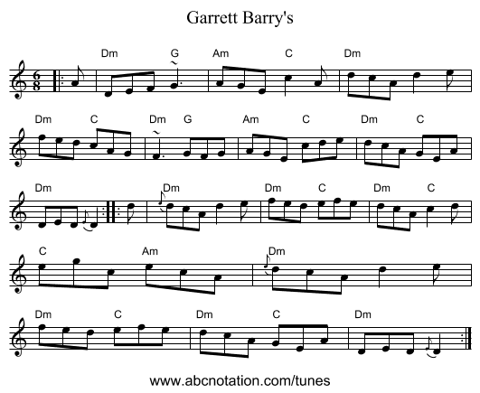 Garrett Barry's - staff notation