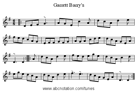 Garrett Barry's - staff notation