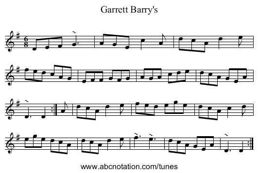 Garrett Barry's - staff notation