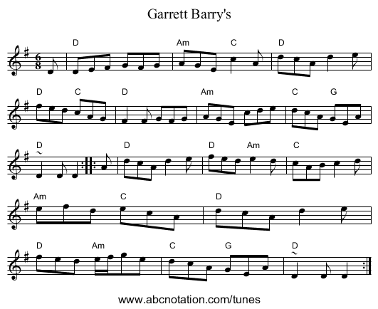 Garrett Barry's - staff notation