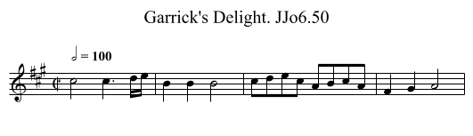 Garrick's Delight. JJo6.50 - staff notation