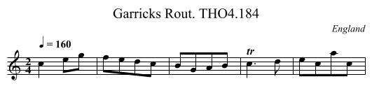 Garricks Rout. THO4.184 - staff notation