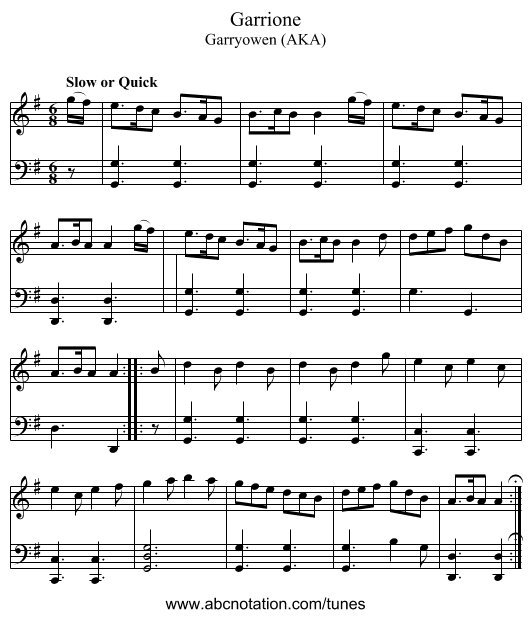 Garrione - staff notation
