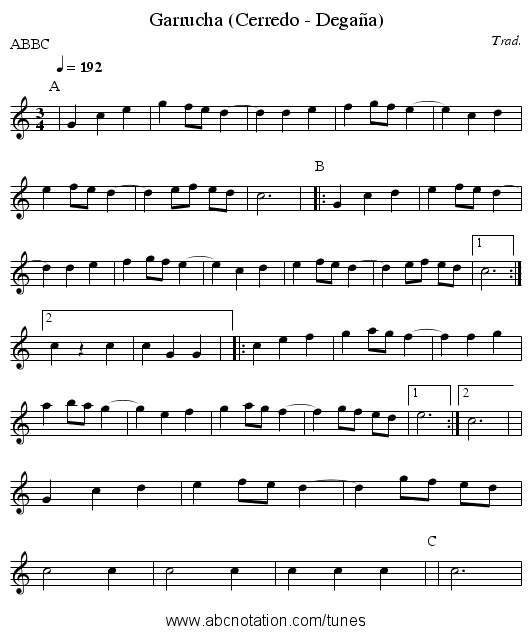Garrucha (Cerredo - Degaña) - staff notation
