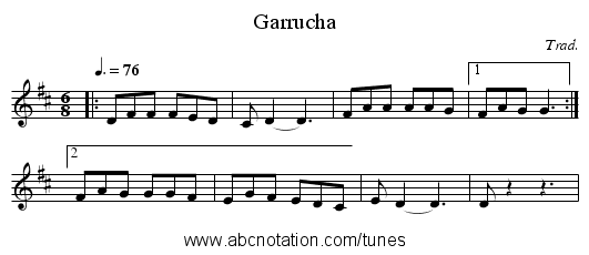 Garrucha - staff notation