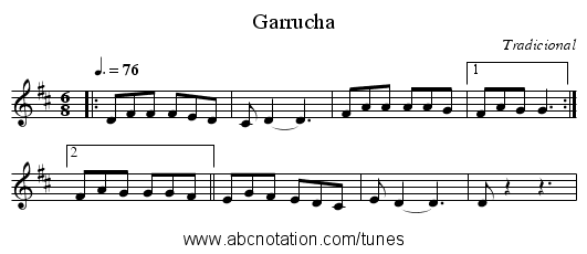 Garrucha - staff notation