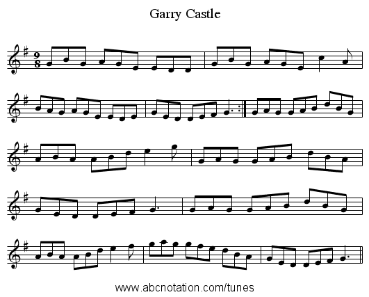 Garry Castle - staff notation