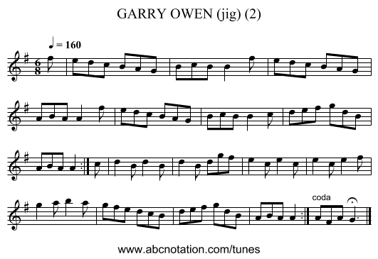 GARRY OWEN (jig) (2) - staff notation