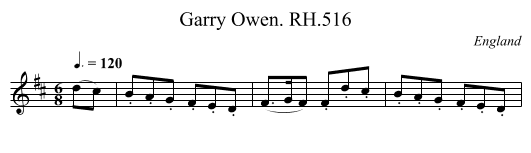 Garry Owen. RH.516 - staff notation