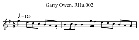 Garry Owen. RHu.002 - staff notation