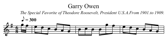 Garry Owen - staff notation