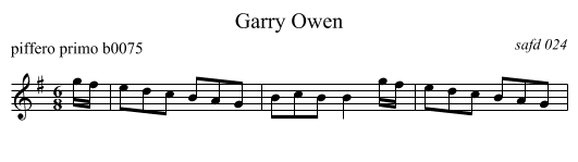 Garry Owen - staff notation
