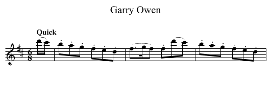 Garry Owen - staff notation