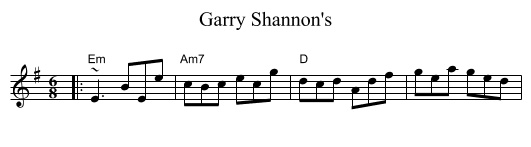 Garry Shannon's - staff notation