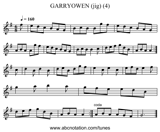 GARRYOWEN (jig) (4) - staff notation