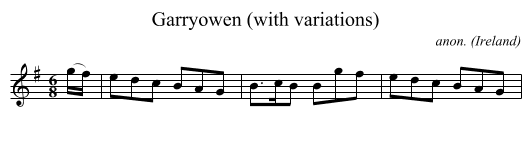 Garryowen (with variations) - staff notation