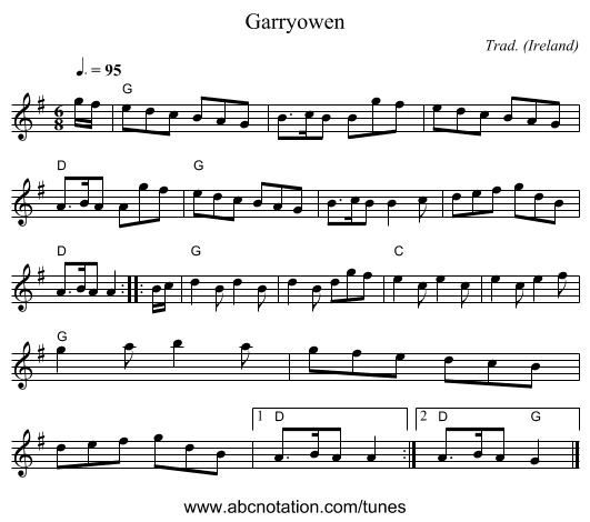 Garryowen - staff notation