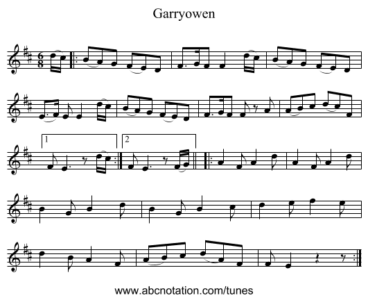 Garryowen - staff notation