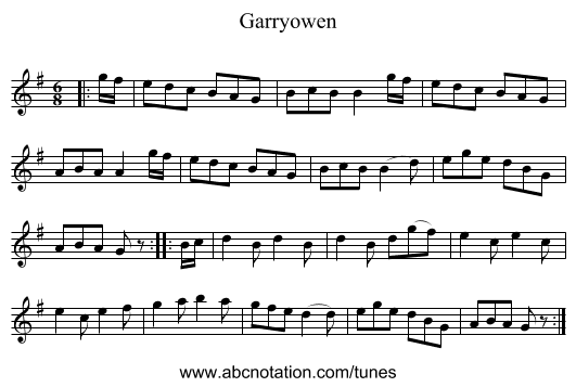 Garryowen - staff notation