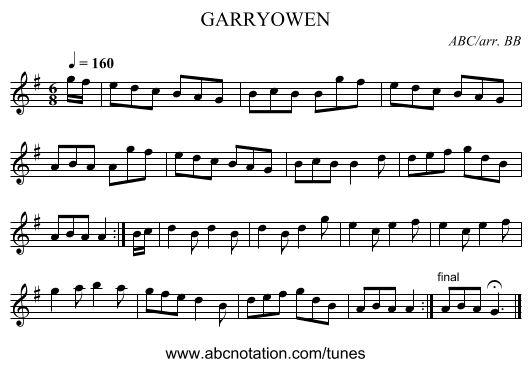 GARRYOWEN - staff notation