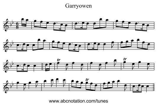 Garryowen - staff notation