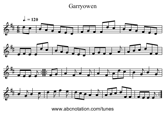 Garryowen - staff notation