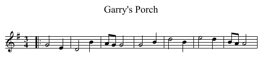 Garry's Porch - staff notation