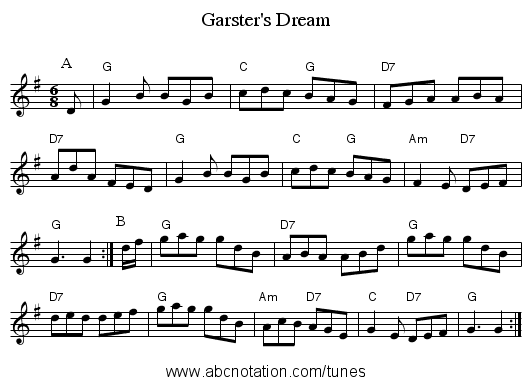Garster's Dream - staff notation