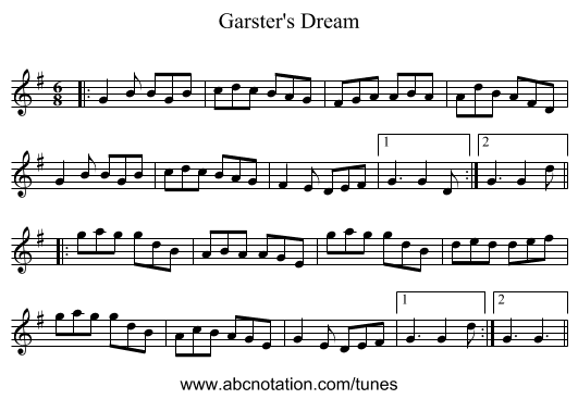Garster's Dream - staff notation