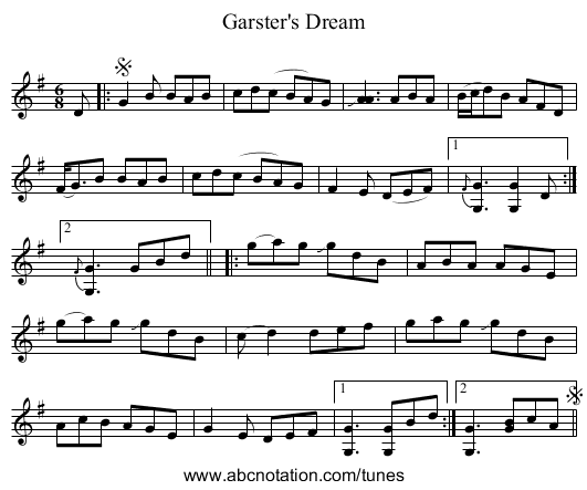 Garster's Dream - staff notation