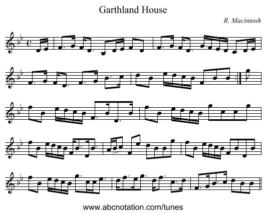 Garthland House - staff notation