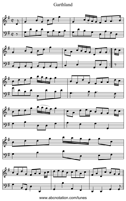 Garthland - staff notation