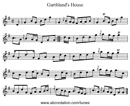 Garthland's House - staff notation