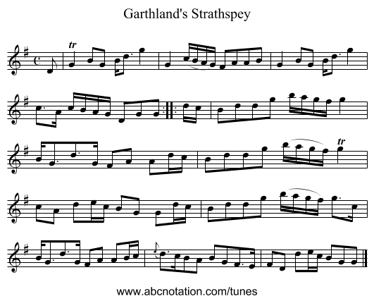 Garthland's Strathspey - staff notation