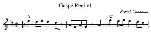 Gasp&eacute; Reel v1 - staff notation
