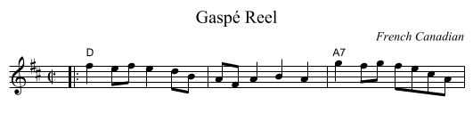 Gasp&eacute; Reel - staff notation