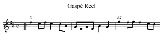 Gasp&eacute; Reel - staff notation