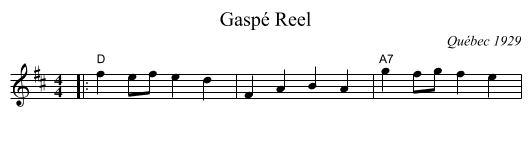 Gasp&eacute; Reel - staff notation