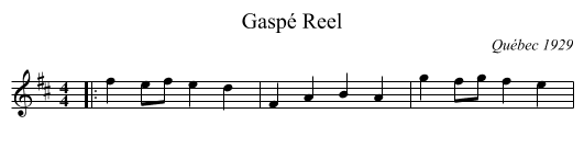 Gasp&eacute; Reel - staff notation