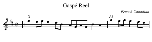 Gasp&eacute; Reel - staff notation
