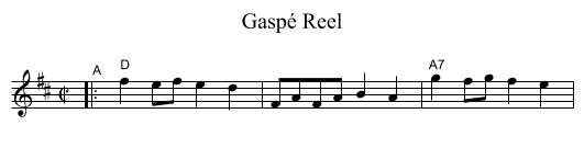 Gasp&eacute; Reel - staff notation