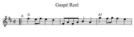 Gasp&eacute; Reel - staff notation
