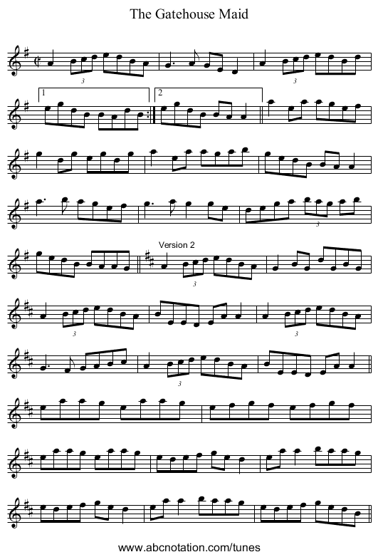 Gatehouse Maid, The - staff notation
