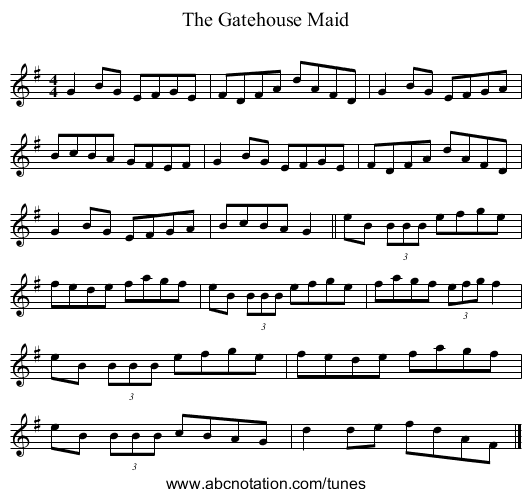 Gatehouse Maid, The - staff notation