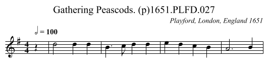 Gathering Peascods. (p)1651.PLFD.027 - staff notation