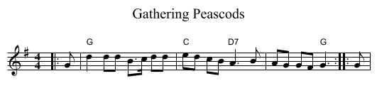 Gathering Peascods - staff notation