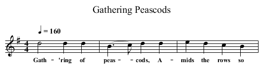 Gathering Peascods - staff notation