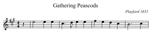 Gathering Peascods - staff notation